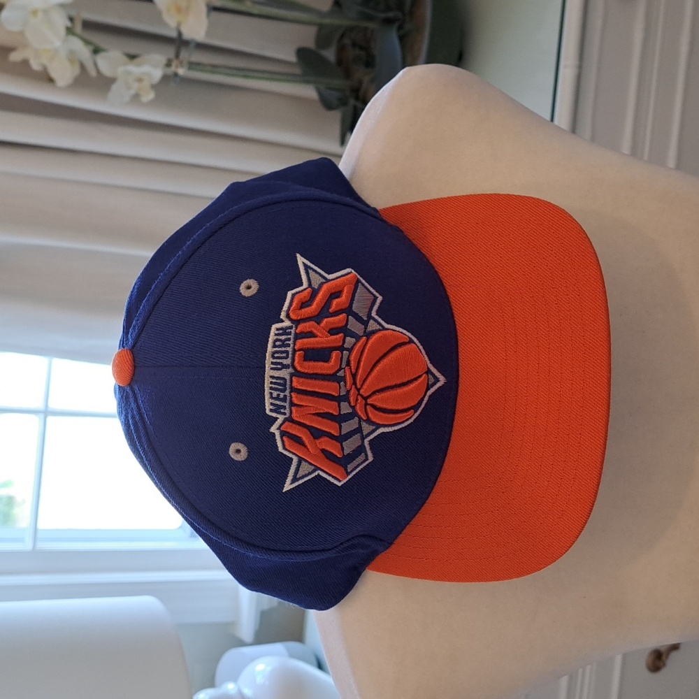 Mitchell & Ness Mens Classic Wool NY Knicks Cap‎ Blue/Orange Fitted Size 7.5